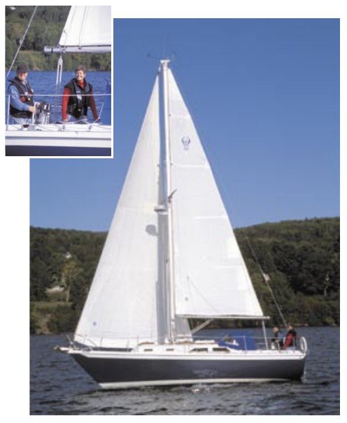 Dale Longtin and Cori Breidenbach, top left, rarely miss a summer weekend aboard Carina, at right, their highly modified and well-maintained Ericson 29.