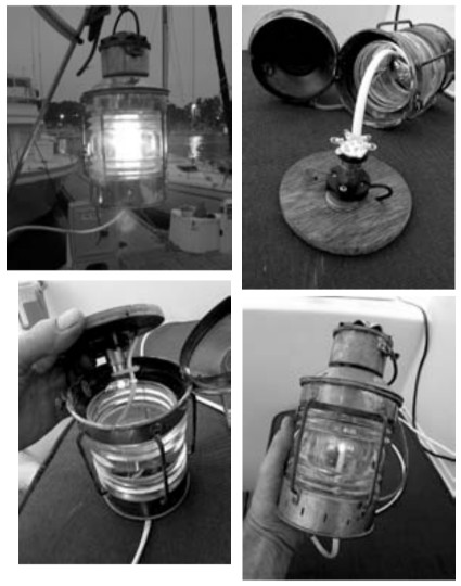 A traditional lamp is brought into the 21st century with the addition of an LED bulb with six diodes. The current draw for such a lamp is practically non-existent.