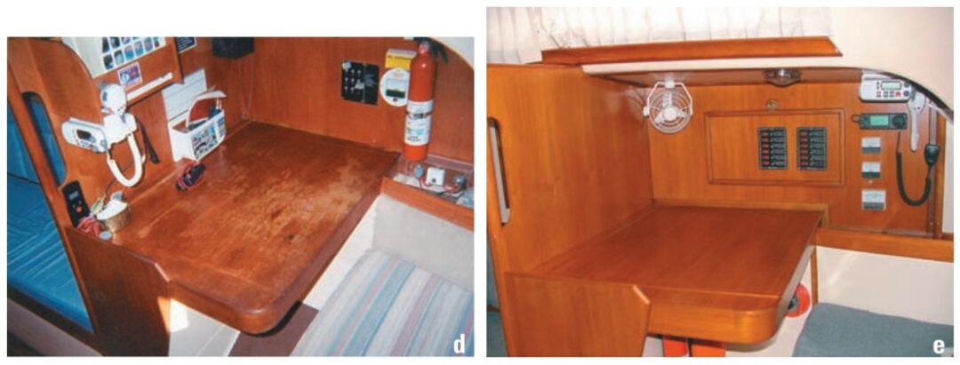 The chart table was similarly refurbished, before and after views.