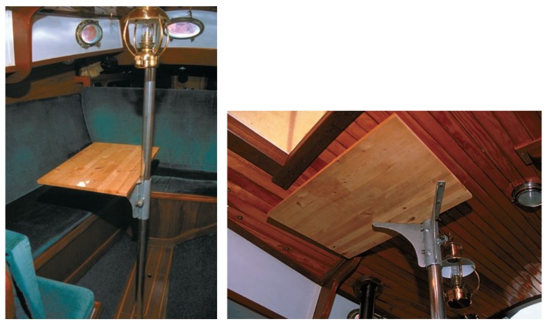 What do you do with a table in a small boat? Guenevere’s table is stowed up out of the way near the overhead.