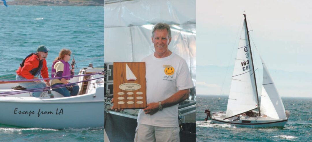 From left to right: Escape from LA (Cal 20); Bob Bentham, skipper of Dystocia and second-time winner (in as many years) of the Good Old Boat Classics Trophy; and Strait Shooter (Cal 20).