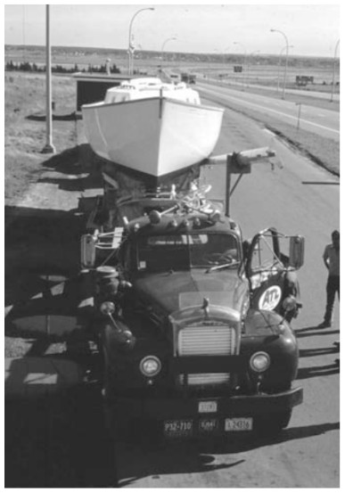The first Cabot 36 was completed enroute to its first exhibition at the U.S. Sailboat Show in Annapolis, Maryland, in 1974. The finishing crew followed in a Winnebago, jumping out to work on the boat whenever it stopped.