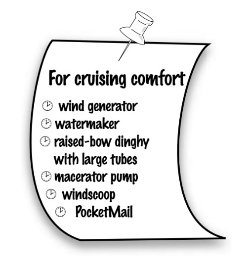 For cruising comfort list