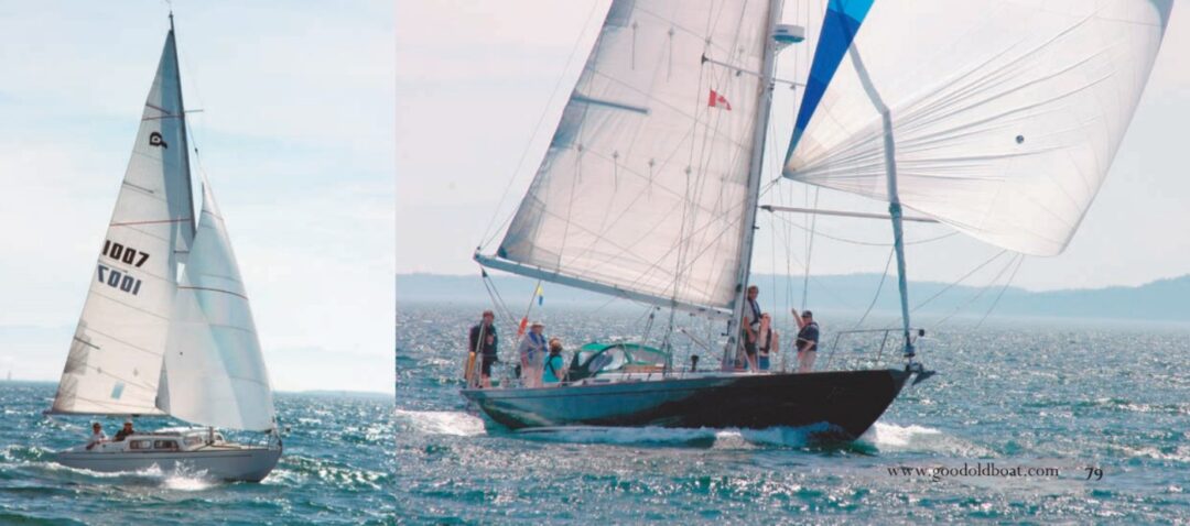 Shuttlecock, at left, and Jade (Annapolis 44), at right.