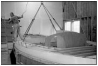 Tom Green working on Cascade 42 No. 1, built for Donald Laird. Donald bought the first production boats of both the Chinook and the Cascade 42.