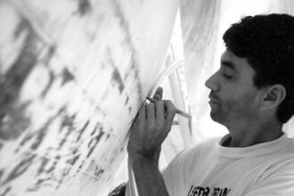 A picture of someone drawing on a new waterline