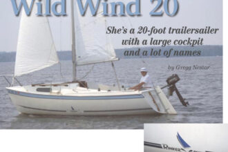 James and Martha Knowlton’s 1982 Wild Wind 20, Sour Dough, above. The Wild Wind 20 was also known as the Gale Force 20, the Rinker 20, and the Rinkerbuilt 20.