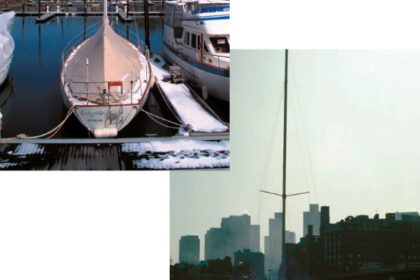 Winter in Kingman’s Marina in Cataumet, Mass., and in Constitution Marina in Charleston, Mass.