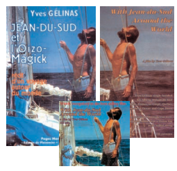 Yves’ book, above left, is available only in French. The success of the video, above right, led to the recent launch of a DVD version, center, of Yves’ award-winning movie. Packaged with the DVD is a free CD with additional photos and text about his voyage.