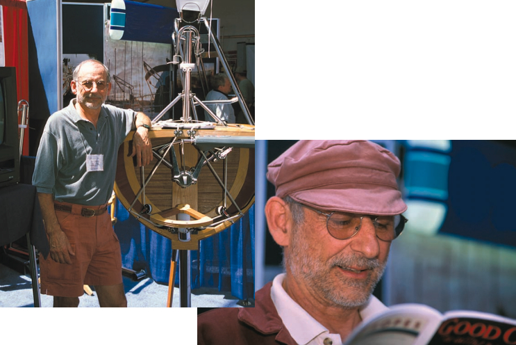Yves shows his windvane at the Oakland Sail Expo.