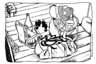 Illustration of packed beach bags