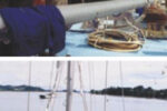 The mizzenmast comes ashore, above. Pulling the masts, below, at Opua Wharf, Bay of Islands, New Zealand.