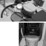 All parts necessary for assembly, above, and the new installation, below.