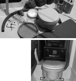 All parts necessary for assembly, above, and the new installation, below.