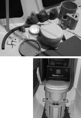All parts necessary for assembly, above, and the new installation, below.