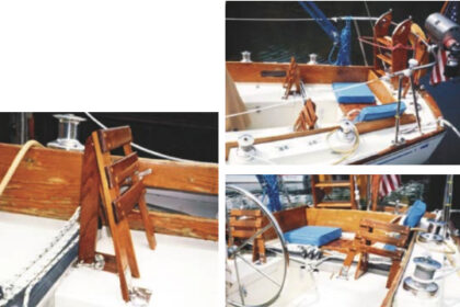 One of the great pleasures of owning a boat is looking at the beautiful things craftsmen have fashioned for sailing yachts over the years and incorporating some of them for use on your own boat. George Colligan has incorporated the beautiful and comfortable Concordia seatbacks for use on his Tartan 34 Classic.