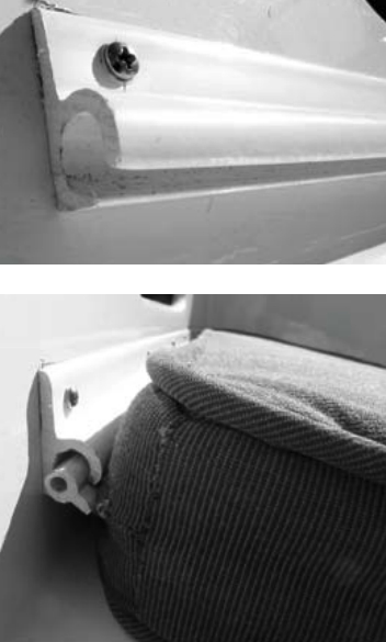 Snaps get flattened . . . Velcro fails . . . How then do you keep a seat cushion on a cockpit bench when the boat heels? Bob Steadman says you do it with awning or boltrope track, of course!
