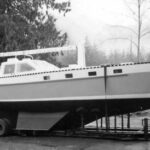 Toussaire, a 38-foot steel bilge fin motorsailer with 4-foot draft.