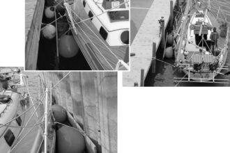 Creative docking with the help of a fenderboard aboard Windigo III.