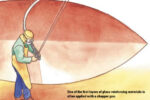 One of the first layers of glass-reinforcing materials is often applied with a chopper gun.