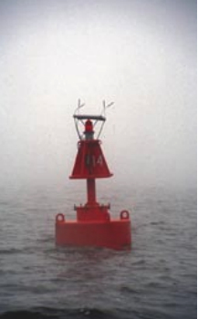 Pictured of a buoy in the fog
