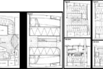 Figure 1, on facing page, shows an optimum setup for fine dining in a large yacht, while Figure 2 shows the drop-leaf table layout used commonly on smaller sailboats. This particular table could have been better supported, however, offering handholds as an additional plus. Figure 3, at left, shows a wider table with integrated stowage. Note the side view below. Figure 4, at right, offers a further improved table with bins and drawers. Another plus: the leaves overhang the settees for easier eating. Note the folding seat at the companionway and the side view of the dining area below.