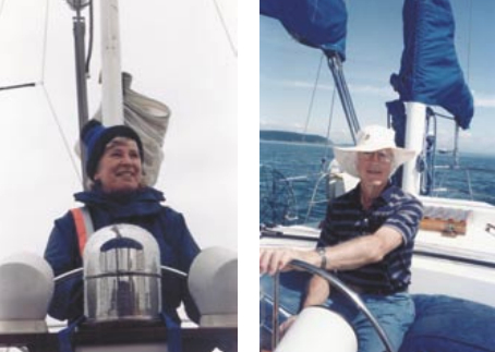 Kelly and Scott Foss aboard Aleta, above. Aleta’s next buyers became great friends, and the Fosses were able to continue their relationship with her, knowing she is in good hands.