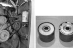 There is good access to the new primary filter, facing page. But the fuel has to be able to get out of the filter. Two identically numbered parts from the same manufacturer: the old, above right, and the new, above left.