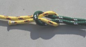 Reef knot, or square knot, above: One of the most useful and easiest knots, the square knot also has its shortcomings since it can be difficult to undo but can also be pulled loose, particularly if line of different diameters is used.