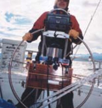 Picture of someone steering a boat