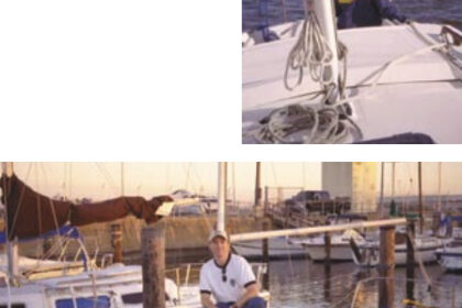 Pictures of a man on a boat