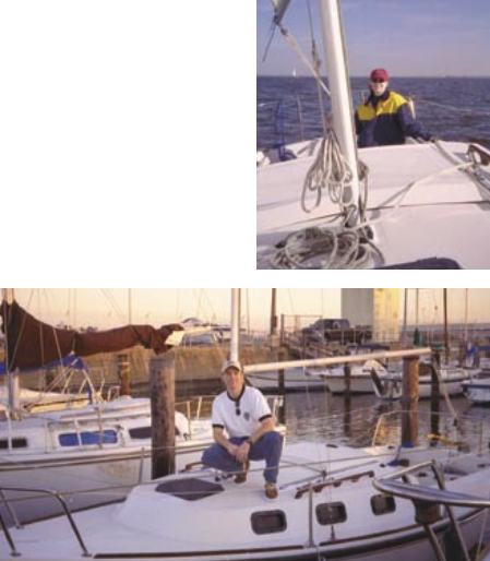 Pictures of a man on a boat