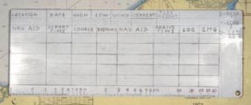 Using the same plastic laminate, Jack also made himself a clever deck log. He incorporated the STD scale and other useful navigation information and roughed the surface up with 600-grit wet/dry sandpaper so it can accept pencil notations.