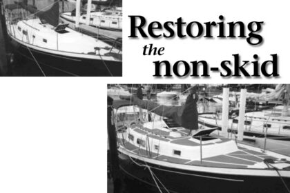 Wind Ketcher, Ed Verner’s Allied Seawind II, gets a new safe non-skid deck and a new look at the same time. Ed and his boat partner, Gil, chose Treadmaster for the transformation.