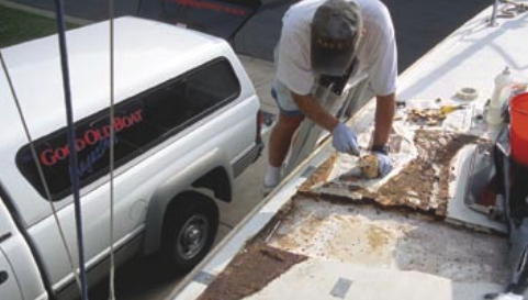 Picture of fixing a boat deck