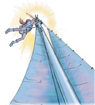 Illustration of a woman fixing a mast