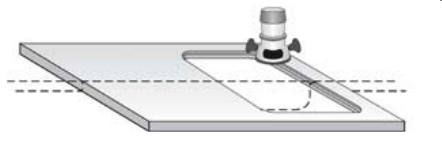 Sketches are viewed as if sinkboard and sink are sliced through the dashed line.