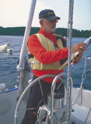 Picture of a man at helm
