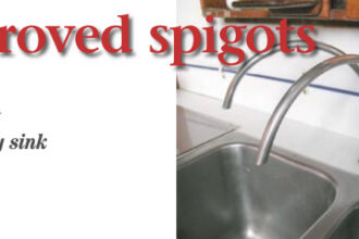 For $50 and a bit of effort, Bob Steadman was able to replace the short spigots in his galley sink with something tall enough to work well when filling or washing a pot.