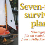 Michael Brimbau wanted more than a life raft in which to await rescue. He wanted to have some influence on the outcome with a maneuverable lifeboat, above, made by modifying a Fatty Knees dinghy.