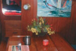 The well-maintained saloon of author Cathy McIntire’s Baba 30, above.
