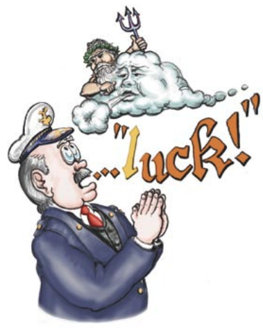 Illustration of a captain praying for luck