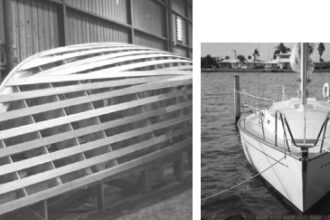The construction of the plug, above left, and one of the first boats, at right.