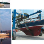 Rolph Townshend and Joan Hamilton’s Skybird, hull #550, shows her classic Alberg lines in the photos at left, while Alan Kefauver’s Andante, hull #152, shows the lovely lines of Alberg’s full keel, at right. All are members of the Chesapeake Bay Alberg 30 One-Design Association, one of the most active sailing associations in the country. See photo of a typical group rendezvous on Page 6.