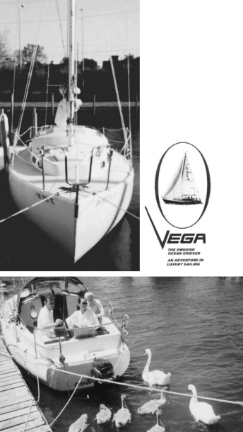 That’s Mike and Cheryl Warren’s boat, at top. The Warrens live in Ohio, but sail her in Texas. (One nice thing about these boats is you can move them from place to place as the mood strikes you . . . a novel concept for many keelboat sailors.) Notice the unusual cut of the bow pulpit. Timothy Gill has some interesting points to share about this concept in his sidebar at the end of this article. Gunnar Asker’s boat, Wind Harmony, is the platform for feeding the ducks in the lower photo. Gunnar and family sail on Long Island Sound. Carl and Maria Asker are in the foreground; Gunnar’s wife, Louise, is behind them. Carl is Gunnar’s great nephew.