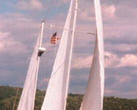 Fred and Victoria Meade’s Catskill Maid, sails Lake Champlain.