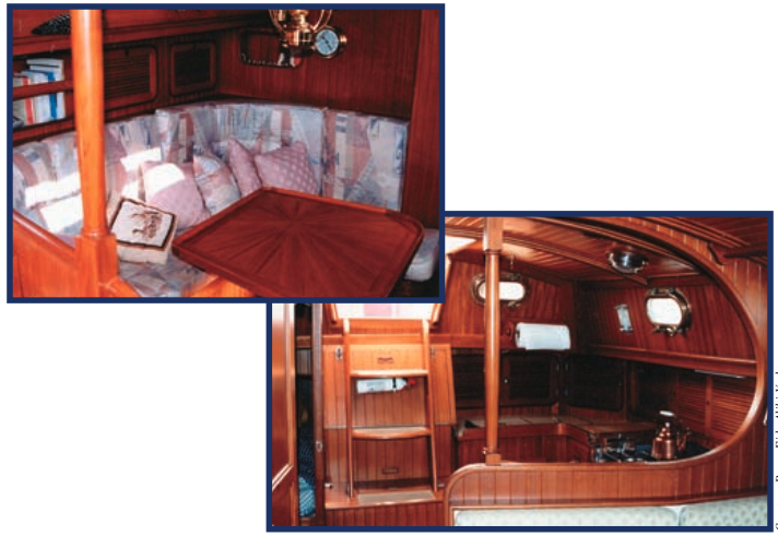 A typical Baba 40 interior. Bob Berg, who conceived this boat, hired Bob Perry to design it, and founded the Flying Dutchman company to produce it, was the primary designer of the boat’s interior.