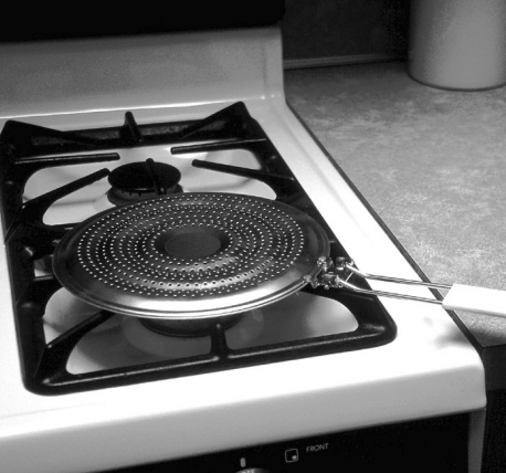 Flame tamer shown here in the Good Old Boat “test kitchens.”