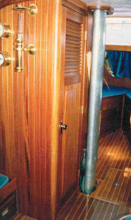 The original linoleum floor was replaced with a handmade teak-and-holly sole, and original mahogany veneer was replaced with solid mahogany.