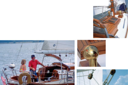 Still sailing on a wide spot in the Mississippi River at Lake Pepin for one more season, Ken and Cathy McIntire are preparing Kahlua for a new lifestyle which will begin in the year 2000. They’ve lovingly scrubbed, polished, sanded, oiled, varnished, and painted every inch of the boat, and it gleams.